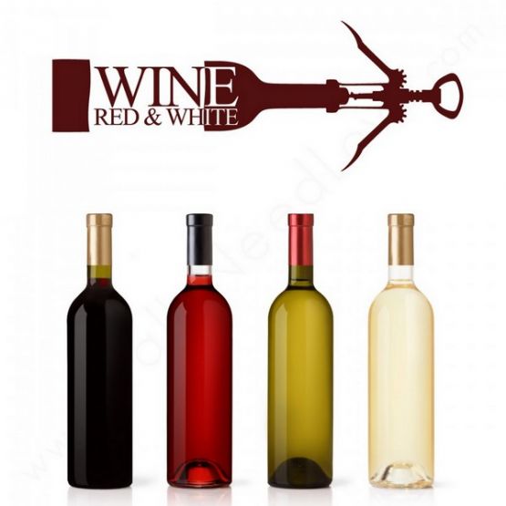 Белое и красное вино наклейка
