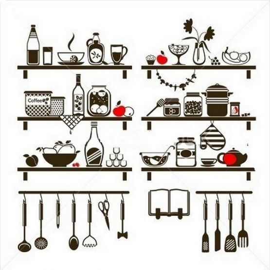 Наклейка - Набор кухонных полочек