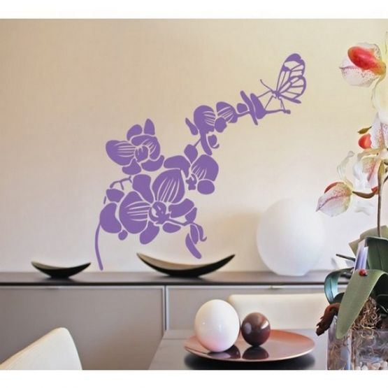 Трафарет Орхидея с бабочкой