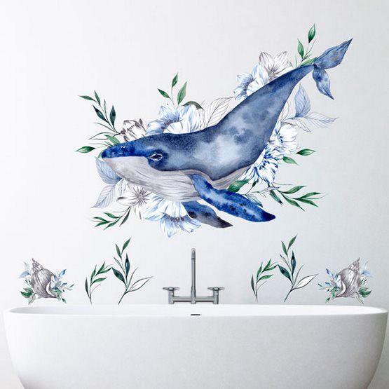 Цветочный кит в ванную