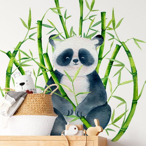 Наклейка Панда и бамбук